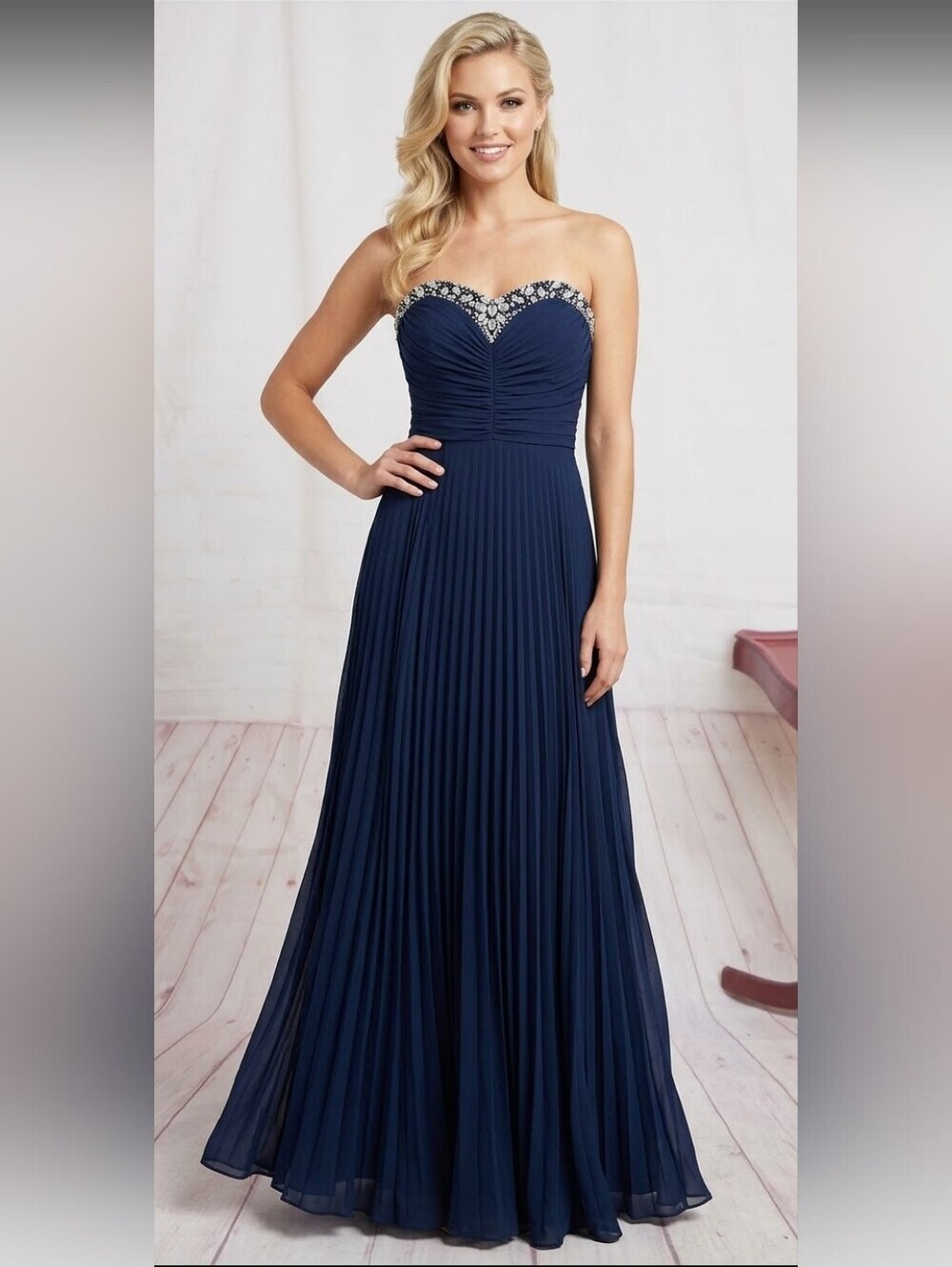 B. Darlin Strapless Navy Dress - Picture 2 of 13